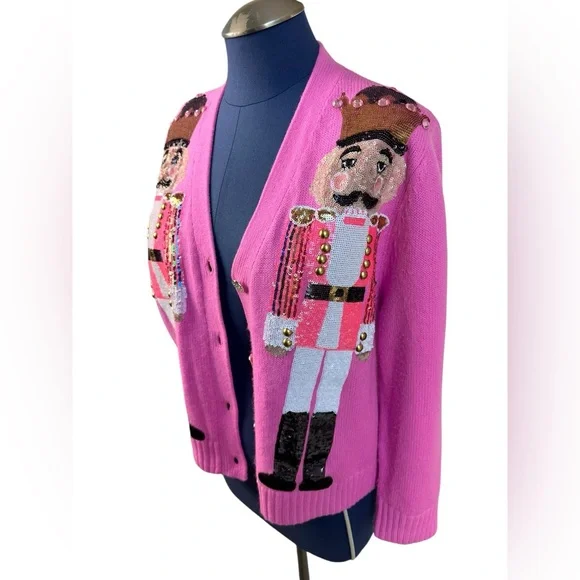 Queen of Sparkles Pink Nutcracker Sweater Cardigan Size XS - Picture 6 of 13